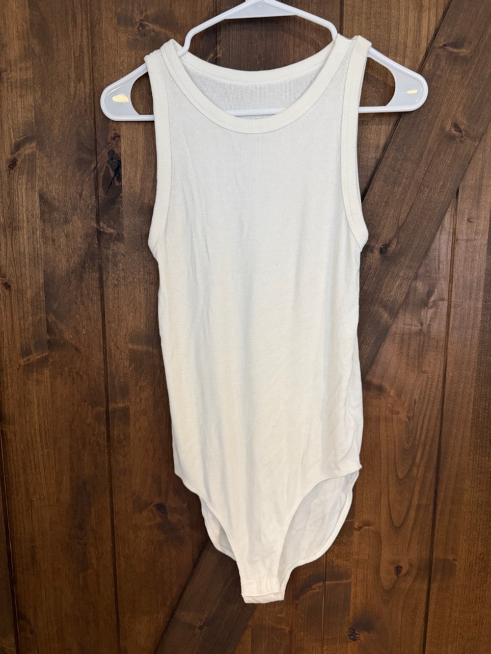 a new day Cream Ribbed Tank Bodysuit